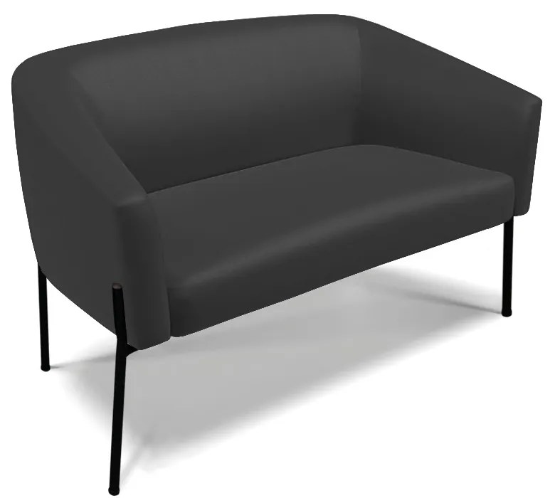 Sofá 2 Lugares Namoradeira Pé de Ferro Preto Stella Sintético D03 - D'Rossi - Preto