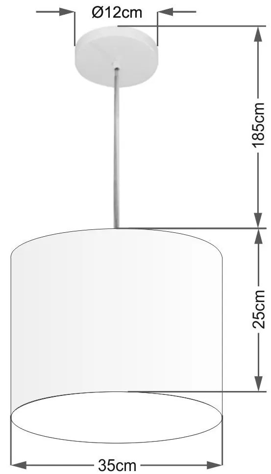 Lustre Pendente Cilíndrico Vivare Md-4143 Cúpula em Tecido 35x25cm - Bivolt