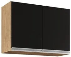 Armário Aéreo 80cm 2 Portas Califórnia Castanho/Preto - Lumil Móveis