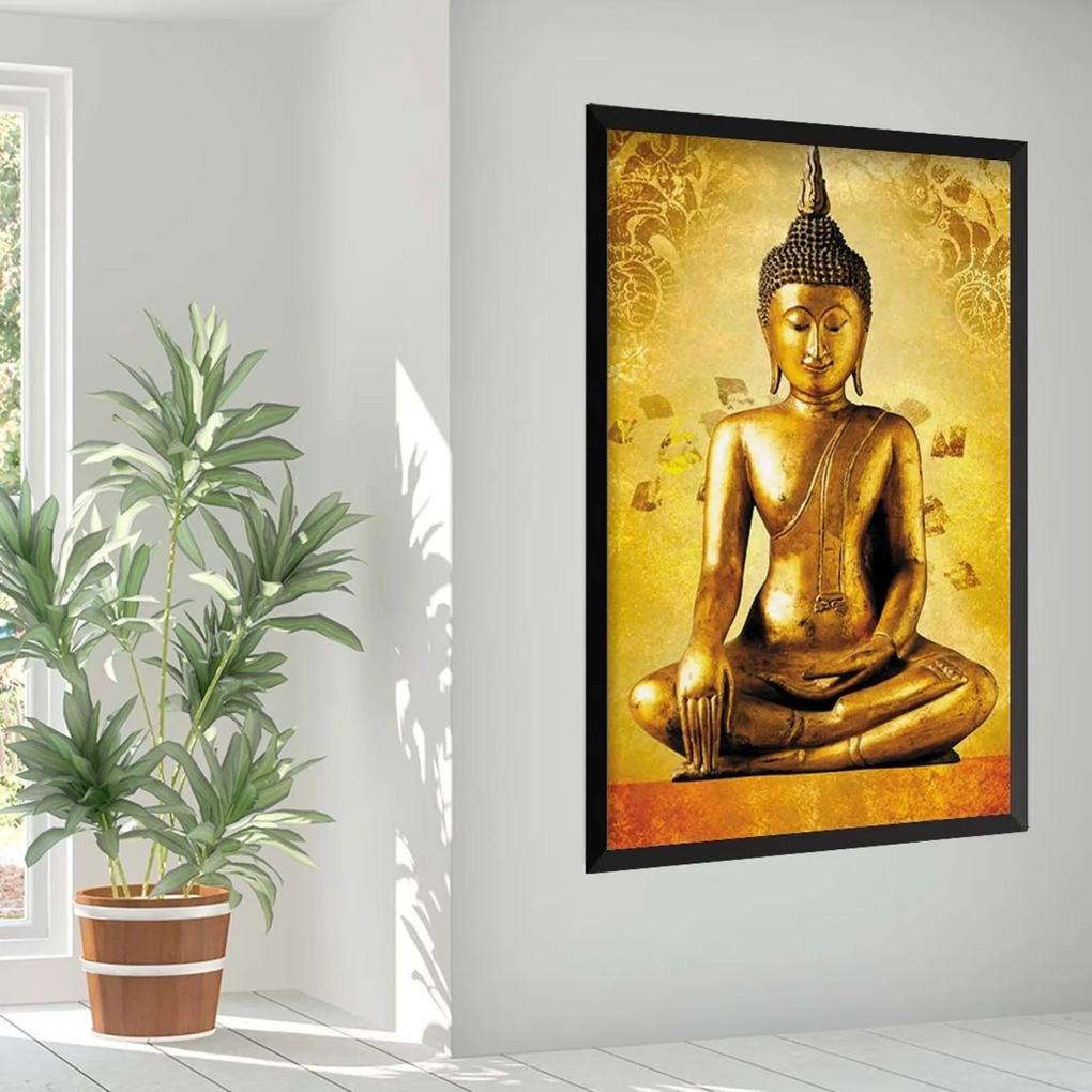 Quadro Love Decor Com Moldura Golden Buddha Preto  Médio