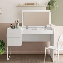 Penteadeira Com Espelho 115cm 2 Gavetas Columbia Branco - Politorno