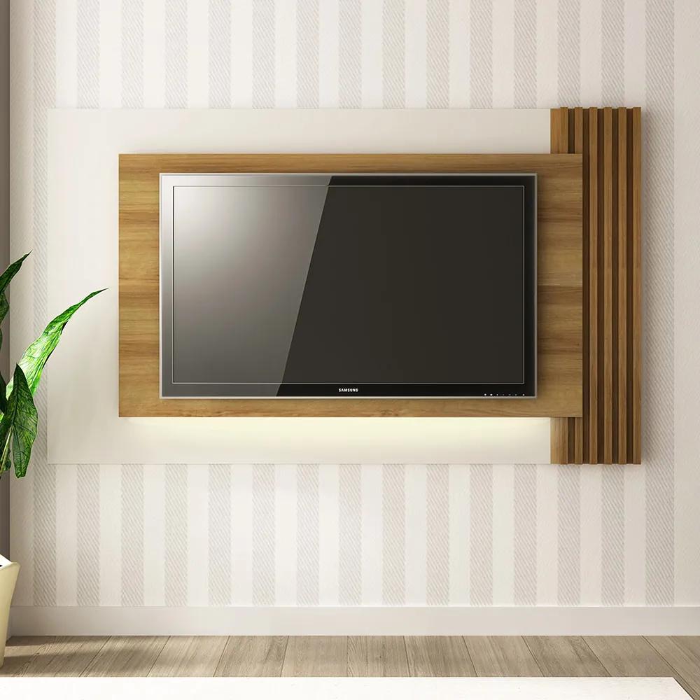 Painel Home para TV até 65 com LED Sala de Estar PL3003 Natural/Off White G69 - Gran Belo