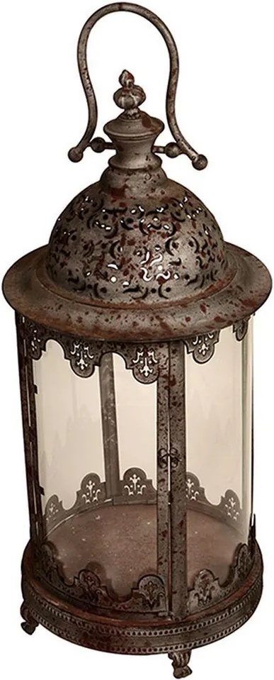 Lanterna Decorativa de Metal Envelhecido e Vidro Hainan