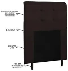 Cabeceira Cama Box Solteiro 90cm Luna Sintético Marrom Z51 - Mpozenato