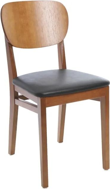 Cadeira sem braços de madeira tauari com estofado preto e acabamento amendoa Tramontina 14203135