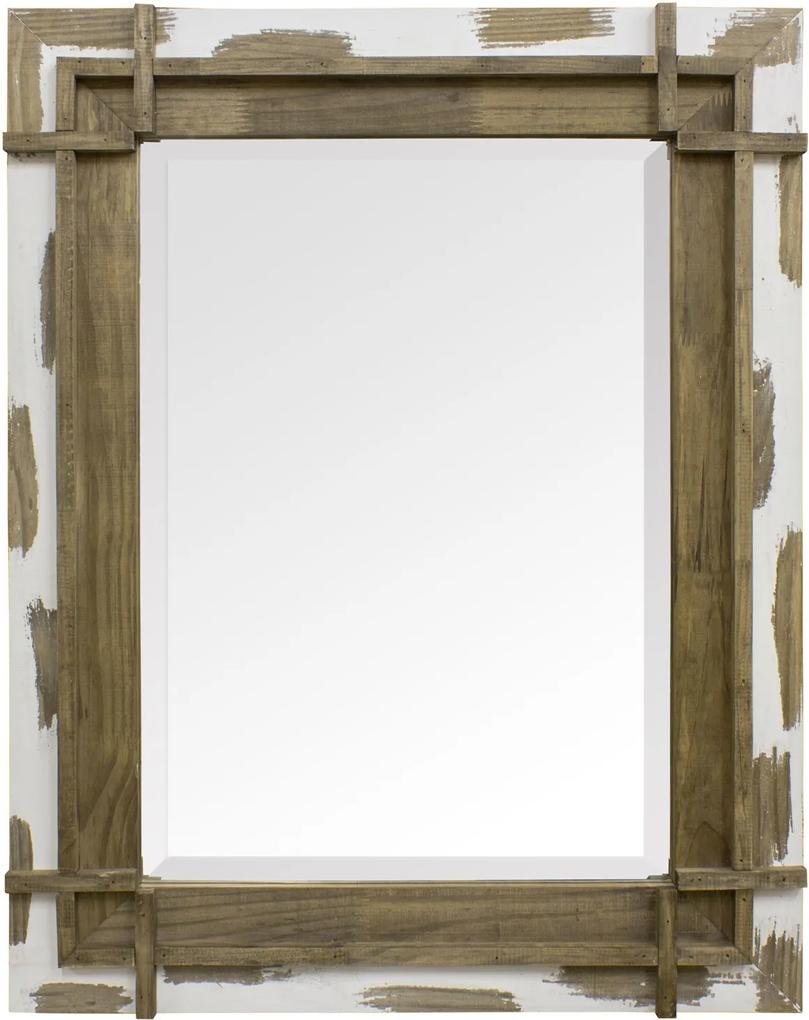 Espelho Decorativo Rústico Com Moldura Marrom E Branca