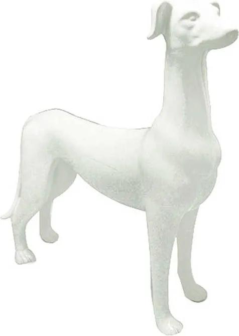 Escultura Dog Stay Alert Pequeno Branco em Cerâmica Urban - 29x9,5 cm