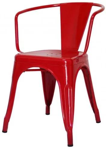 Cadeira Iron Tolix com Braco com Pintura Epoxi Vermelha - 48194 - Sun House