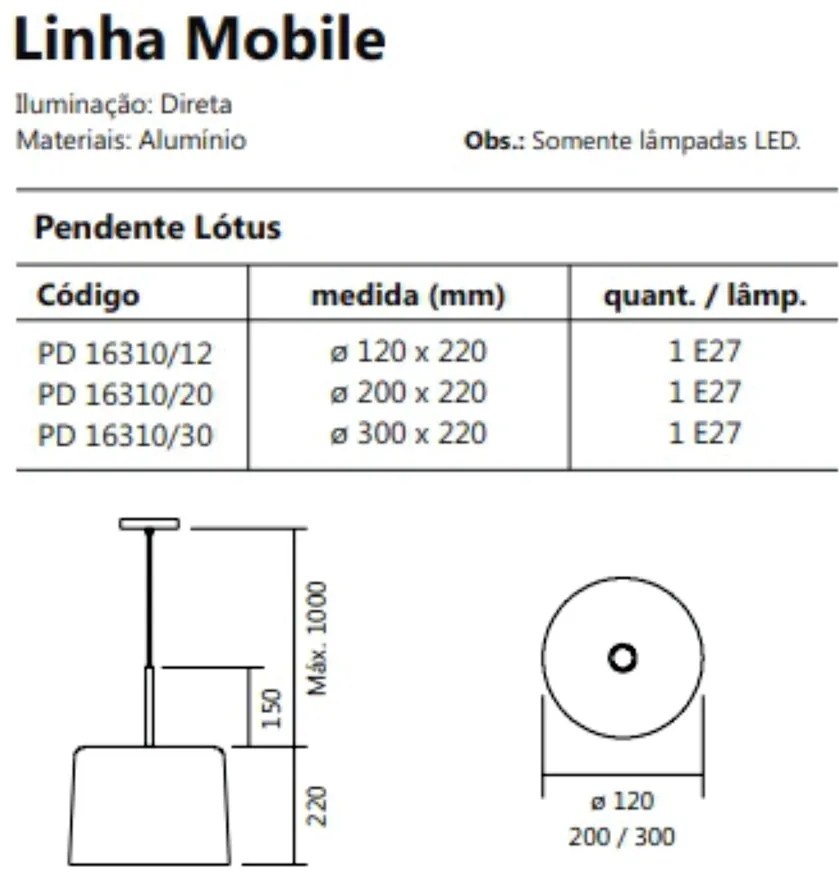Pendente Mobile Ø20X22Cm 1Xe27 S/ Difusor C/ Haste De 15Cm | Usina 163... (BT - Branco Texturizado / AV-M - Avelã Metálico)