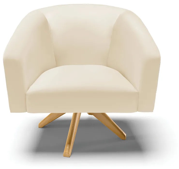 Poltrona Decorativa Giratória MA30 Stella Sintético D03 - D'Rossi - Bege