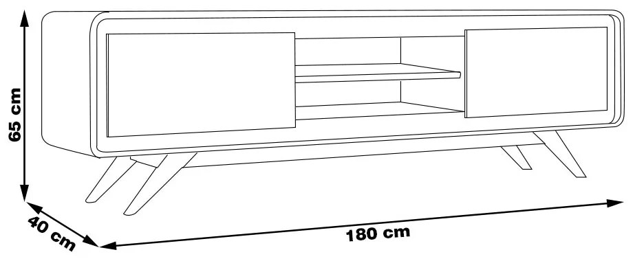 Rack Decorativo 2 Portas Pés de Madeira Maverick Nature/Preto G21 - Gran Belo