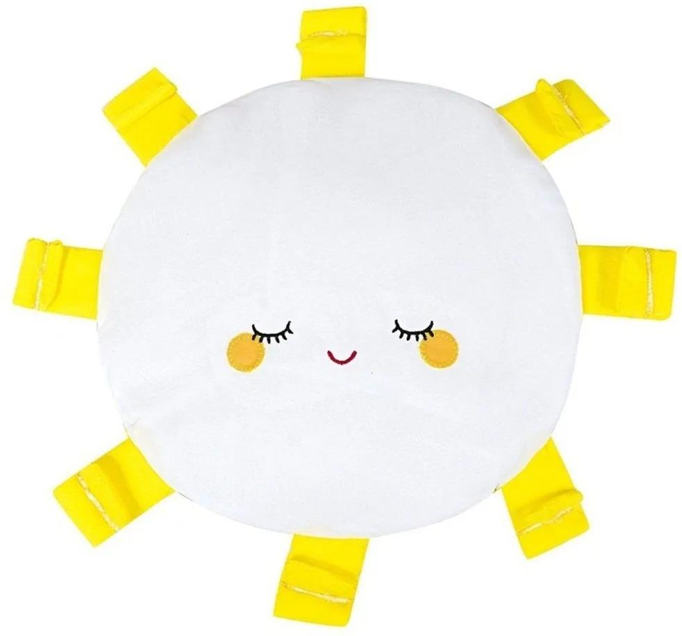 Almofada Decorativa Sol Feliz Branco e Amarelo
