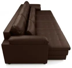 Sofá Retrátil 4 Lugares Para Sala 339cm Dijon Couro Caramelo S07 - Mpo