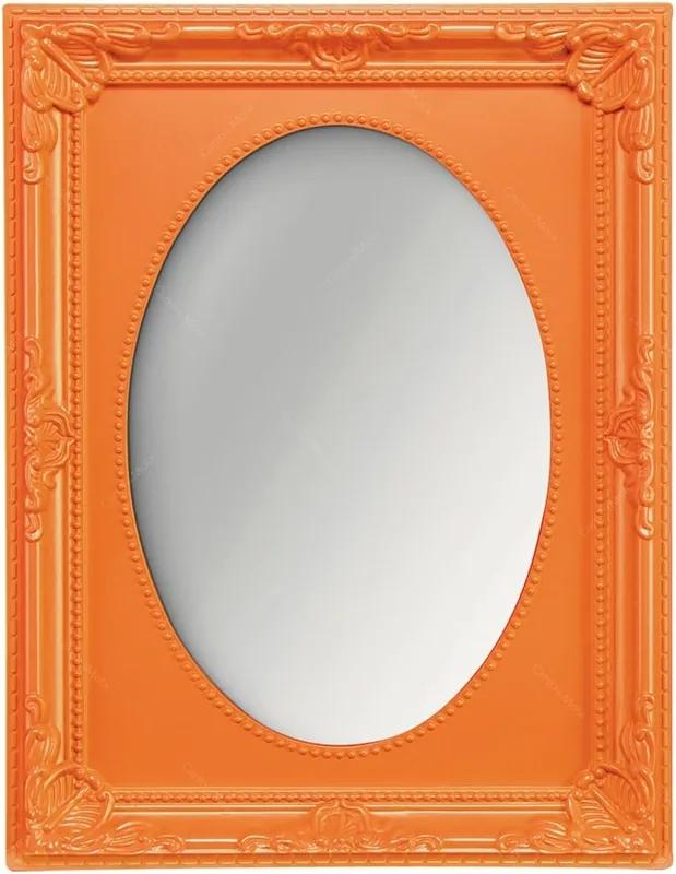 Espelho Vitalle Oval com Moldura Retangular Laranja - 19x14,5 cm
