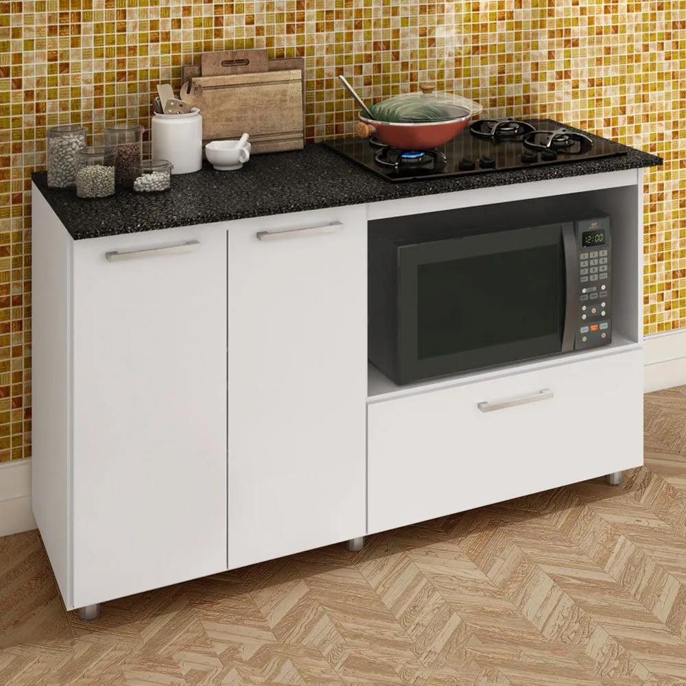 Armário de Cozinha Balcão para Cooktop e Microondas Branco Bl 210 Bc - Completa Móveis