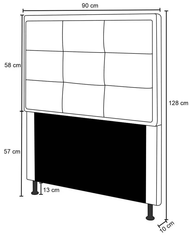 Cabeceira Onix Para Cama Box Solteiro 90 cm Suede - D'Rossi - Grafite