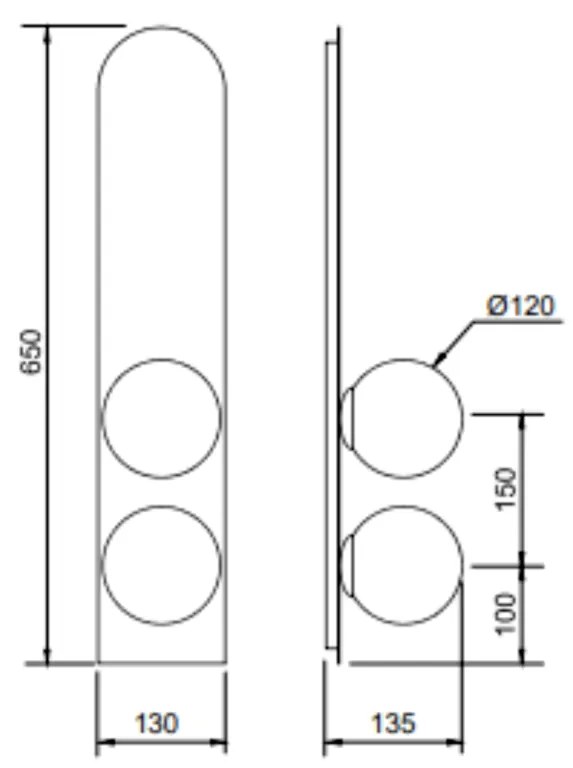 Arandela Aliança 13X65X13Cm 02Xg9 Globo 10Cm - Usina 90035/2 (OL-F - Verde Oliva Fosco, Ambar)
