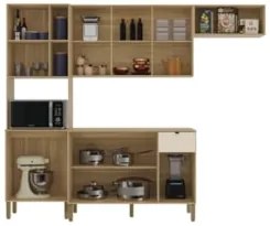 Cozinha Compacta Com Balcão 251cm Laura Plus Freijó/Soft Z06 - Mpozena