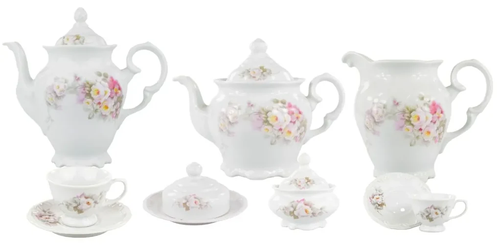 Aparelho de Jantar Chá e Café 42 Peças Porcelana Schmidt - Dec. Búzios 2406  - SCHMIDT