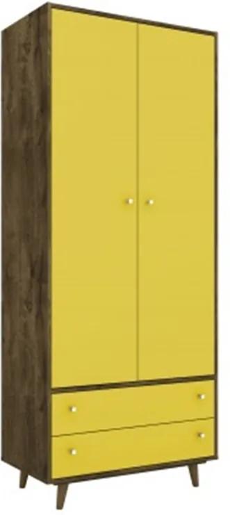 Guarda-Roupa Milão Madeira Rústica com Amarelo – Móveis Bechara
