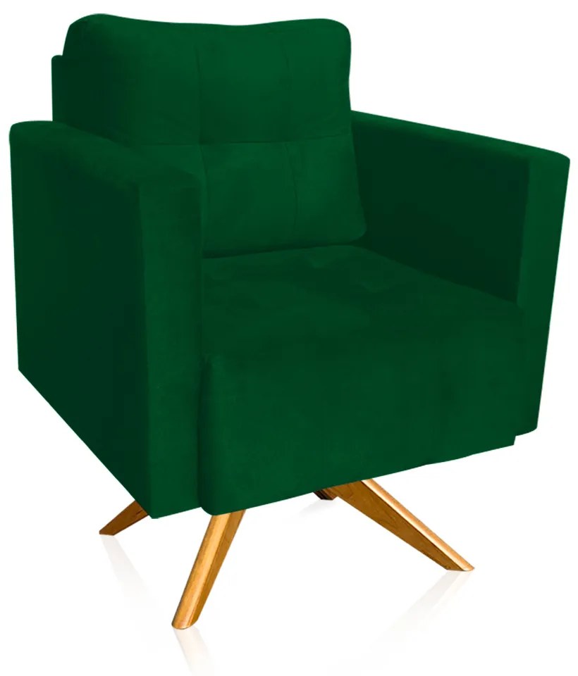 Poltrona Giratória Livia Suede Verde Base de Madeira MA30 - D'Rossi