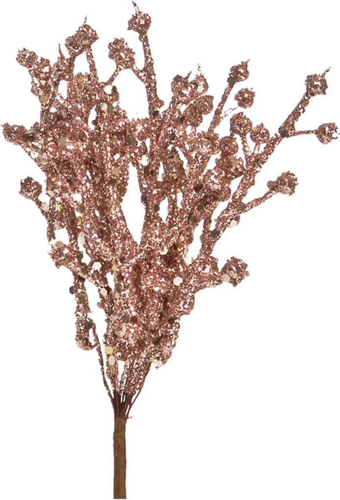 Pick Enfeite Natal Galho Detalhes Glitter Rose 20cm 1 Peça