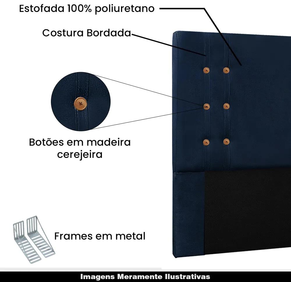 Cabeceira Decorativa 1,40M Kors Suede Azul Marinho G63 - Gran Belo
