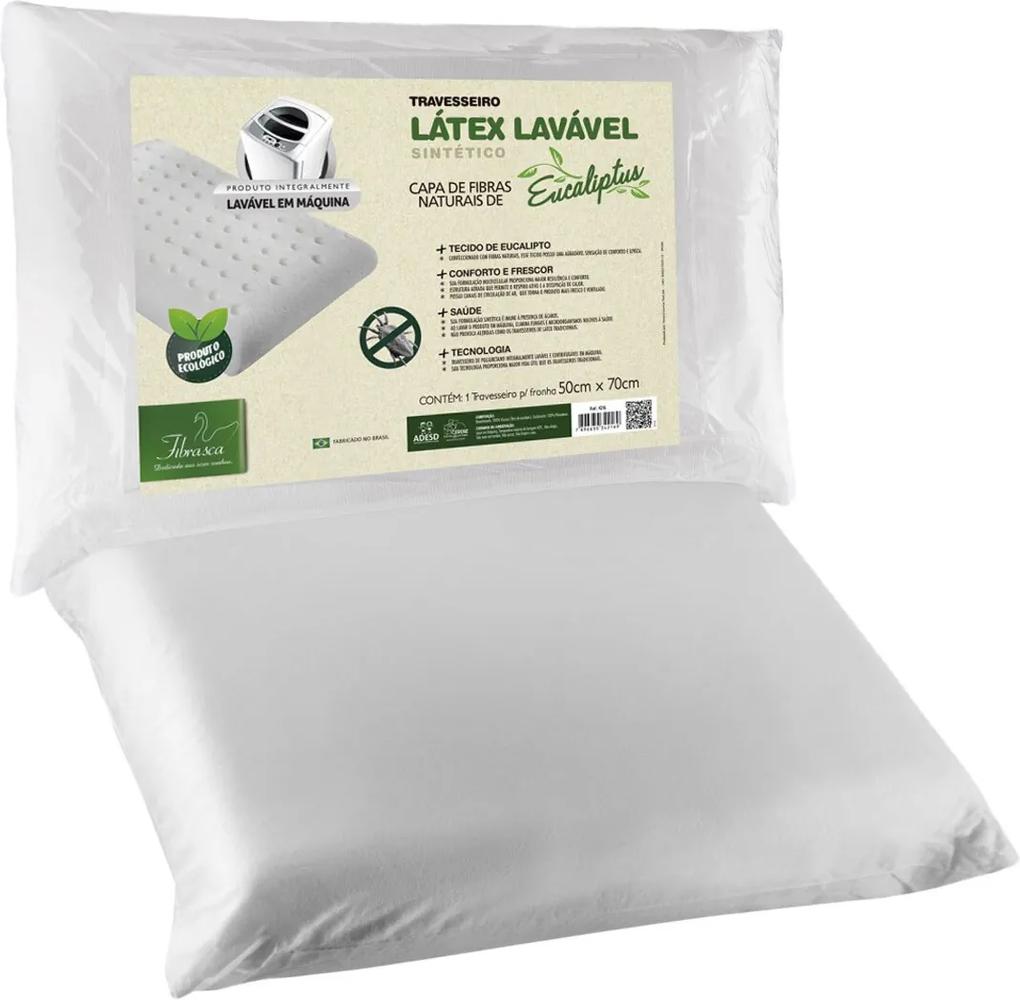 Travesseiro Fibrasca Latex Sintético Eucaliptus Lavável 50x70cm Branco