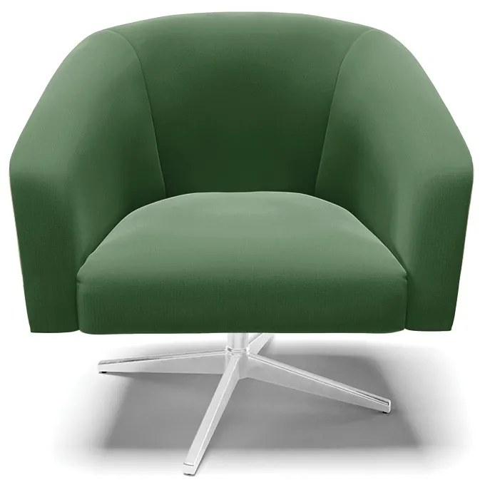 Poltrona Decorativa Giratória Cromada Kit 2 Stella Suede Verde D03 - D'Rossi