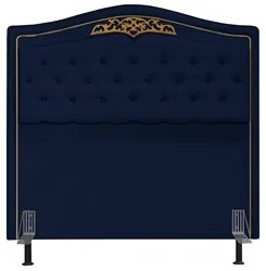 Cabeceira Cama Box Casal 140cm com Tachas Imperial Veludo J02 Azul - M