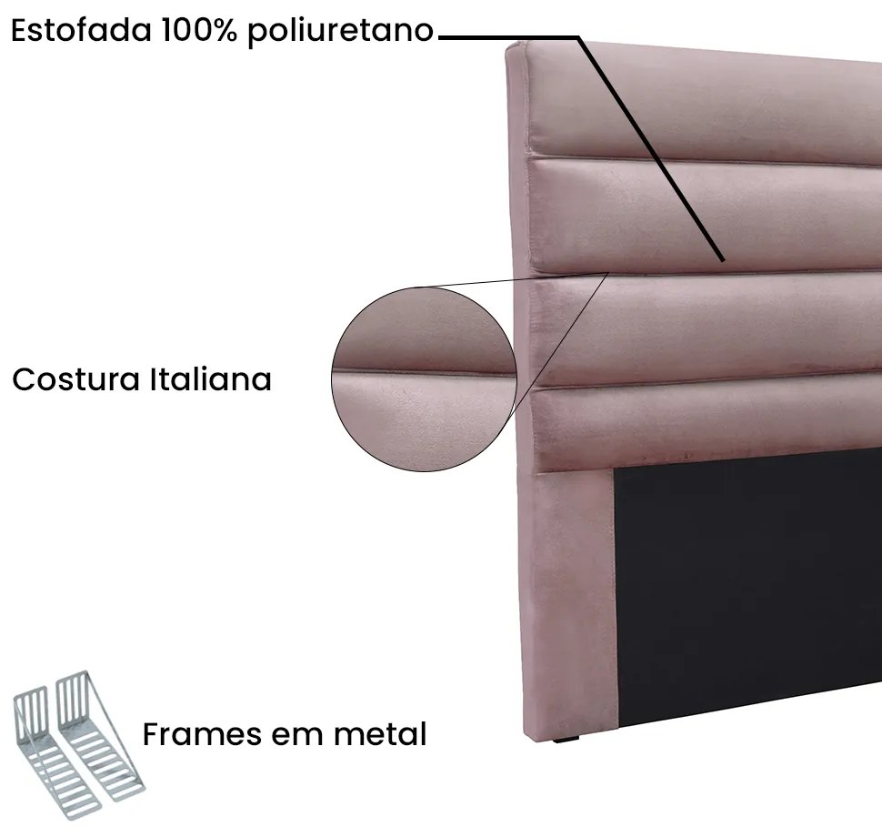 Cabeceira Cama Box Solteiro 90 cm Arles Veludo Lilás S04 - D'Rossi