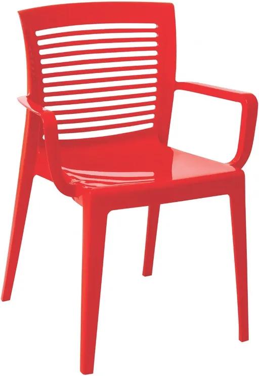 Cadeira Victória Encosto Vazado Horizontal com Braços Vermelho Summa - Tramontina