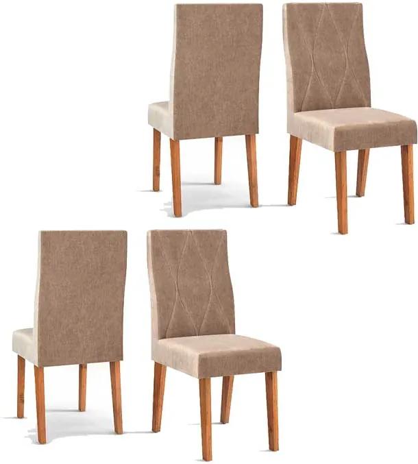 Conjunto 4 Cadeiras Manuela Rústico Terrara Tecido Veludo Kraft