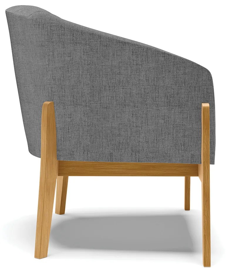 Poltrona Decorativa Base de Madeira Stella Linho D03 - D'Rossi - A26 Grafite