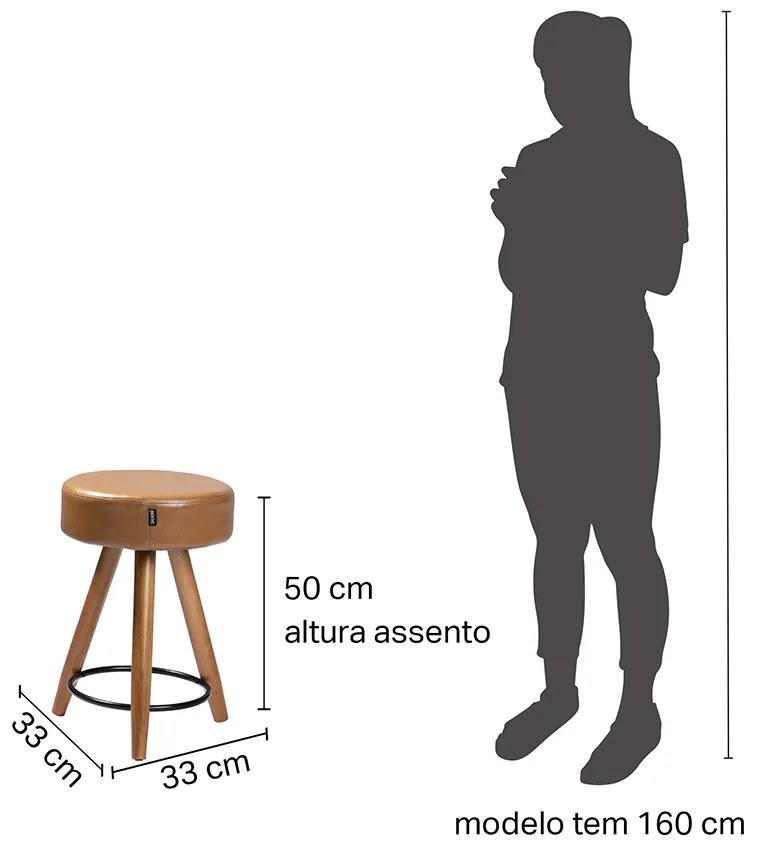 Banco Decorativo Base Madeira Dani Sintético PU Telha S02 - D'Rossi