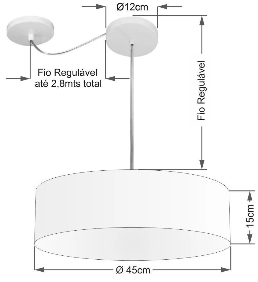 Lustre Pendente Cilíndrico Com Desvio Linho Bege MJ-4222 Para Mesa de Jantar e Estar