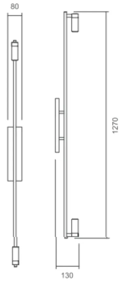 Arandela Slim 08X126X13Cm C/ Canopla Central 1Xt8 120Cm | Usina Design... (DR-M Dourado Metálico)