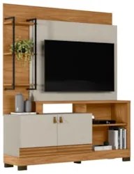 Estante Painel Para TV 50 Pol 160cm Pilar L06 Nature/Off White - Mpoze