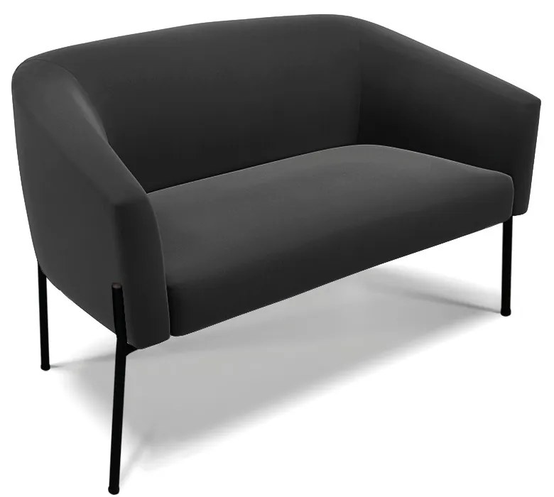 Sofá 2 Lugares Namoradeira Pé de Ferro Preto Stella Suede D03 - D'Rossi - Preto
