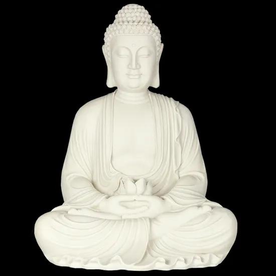 Escultura Buda Flor de Lótus - Branco
