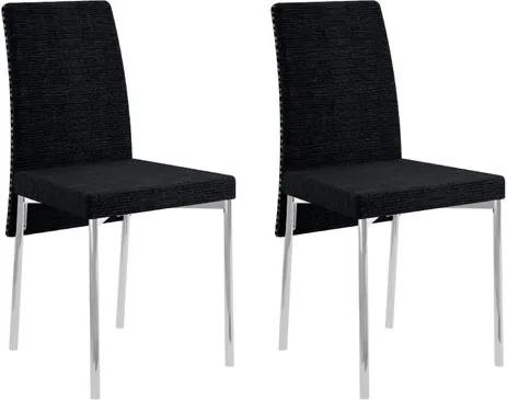 Kit 2 Cadeiras de Jantar 306 Carraro - Chenille Black Listrado