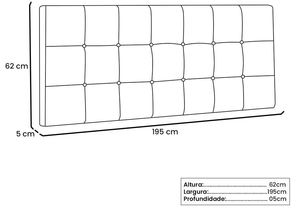 Cabeceira Painel Verona Para Cama Box King 195 cm Corino - D'Rossi - Preto