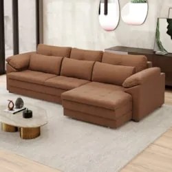 Sofá Retrátil 3 Lugares Para Sala 297cm Dijon Couro Mel S07 - Mpozenat