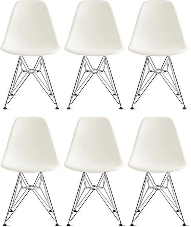 Conjunto 6 Cadeiras Eiffel Eames DSR Branca