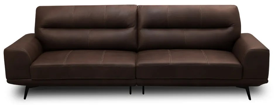 Sofá Decorativo Ashton 3 Lugares Sala de estar 216cm Pés em Aço Couro Marrom Chocolate G88 - Gran Belo