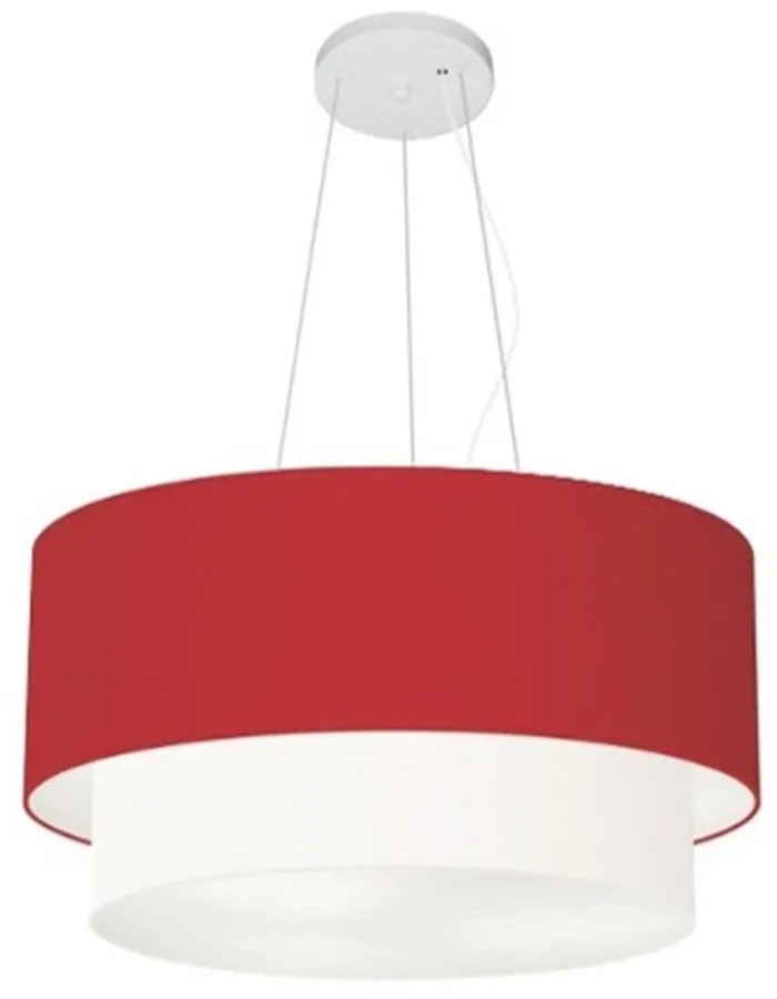 Lustre Pendente Duplo Cilíndrico Vivare Md-4061 Cúpula Tecido 50x40cm - Bivolt