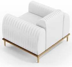 Kit 2 Poltronas Decorativas Base Gold Molino D06 PU C-12 Branco - Mpoz