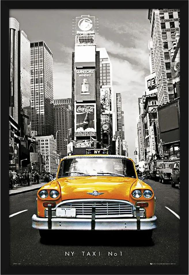 Quadro Decorativo Poster Com Moldura Táxi Nº 1 De Nova York 60x90cm
