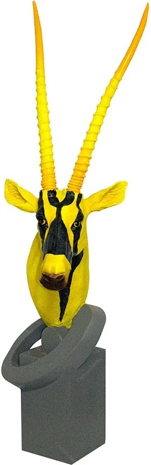 Escultura de Cabeça de Antílope em Resina Yellow/Black  Fullway