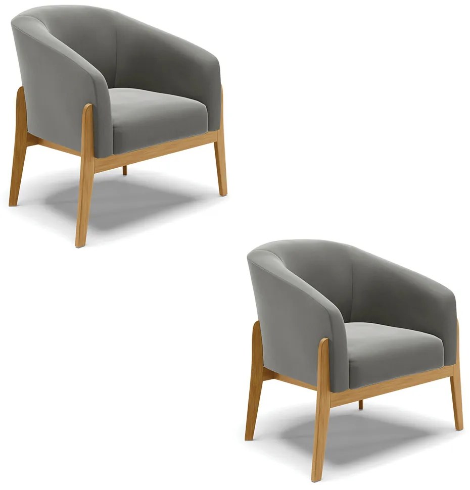 Poltrona Decorativa Industrial Dourado kit 2 Stella Suede Grafite D03 - D'Rossi